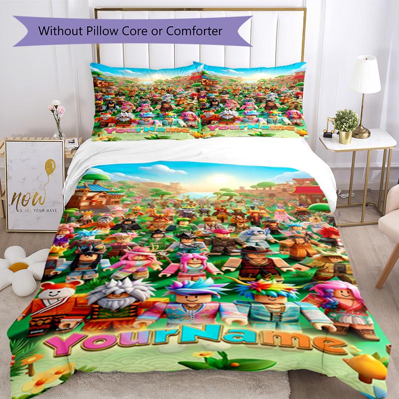 Roblox 68 Customize Your Name Bedding Set Breathable Duvet Cover with Pillowcases Home Decoration Birthday Gift