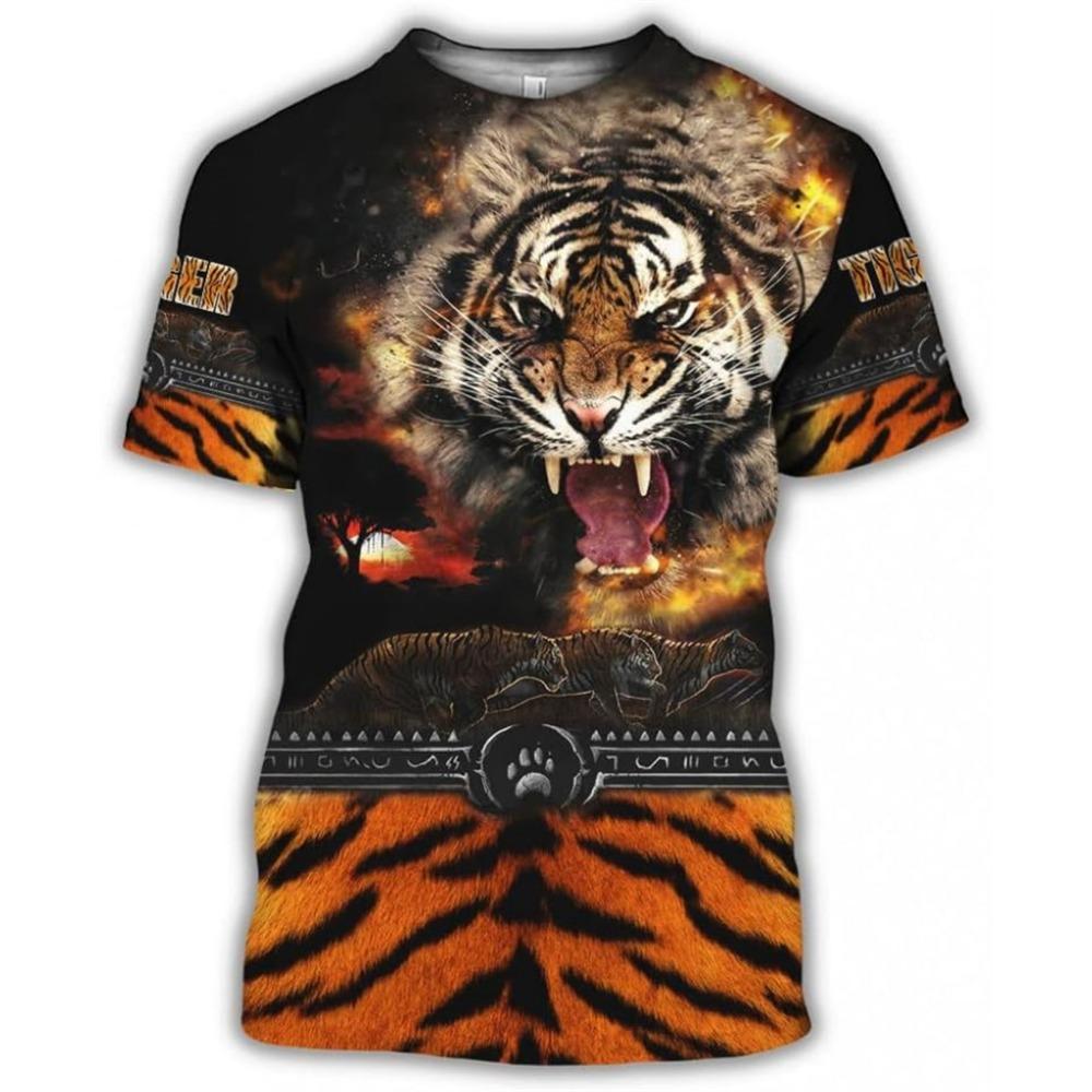Fashion Tiger 3D Print Summer Fashion Popular T Shirt Casual Men's Street Hip-Hop Short Sleeve T-shirt Harajuku Y2k Loose Top