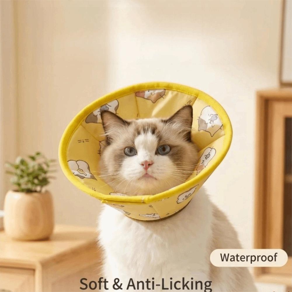 Cartoon Pattern Pet Elizabeth Collar Breathable Pet Recovery Cone Portable Cat Head Cover Pet Care