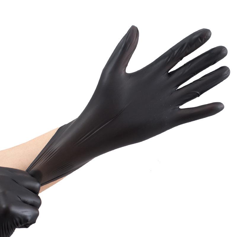 Wanli Black Nitrile Disposable Gloves - Food Grade, Acid & Alkali Resistant, Ideal for Housework & Tattoos