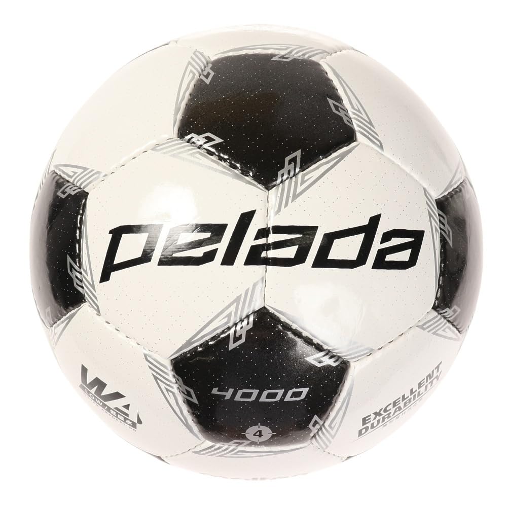 Molten Peleda 4000 F4L4000 Piłka Nożna Rozmiar Certyfikowany dla Szkoły Podstawowej Biała x Metaliczna Czarna Piłka, 4, Uczniowie,