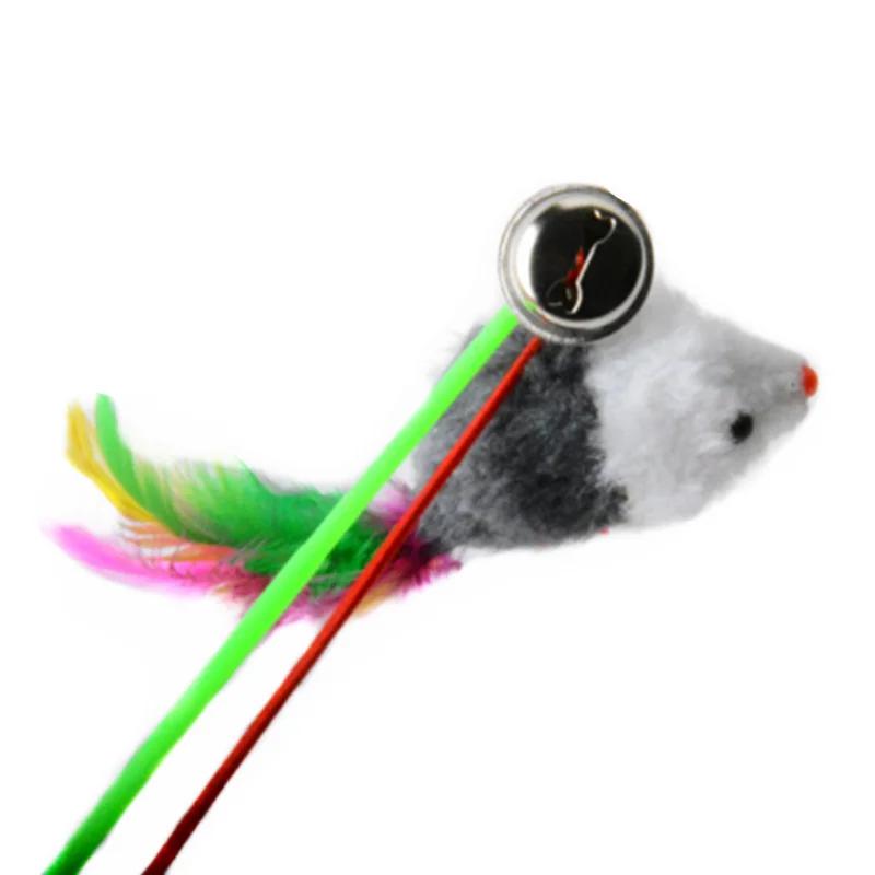 Fishing Rod Type Colorful Mouse Feather Funny Cat Stick Elastic Rope Telescopic Rod Boredom Relief Props Catcher Interactive Toy