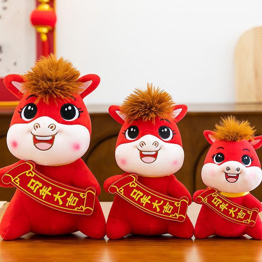 Cute Plush Horse Toys Stuffed Horse Year Mascot Kawaii Zodiac Horse Doll  Office Decor
