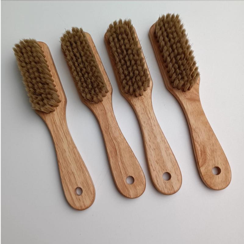 1pc Heavy-Duty Recycled Wooden Shoe Brush with Natural Bristles - Gentle Cleaner & Polish Applicator for Sneakers,Boots,Jewelry