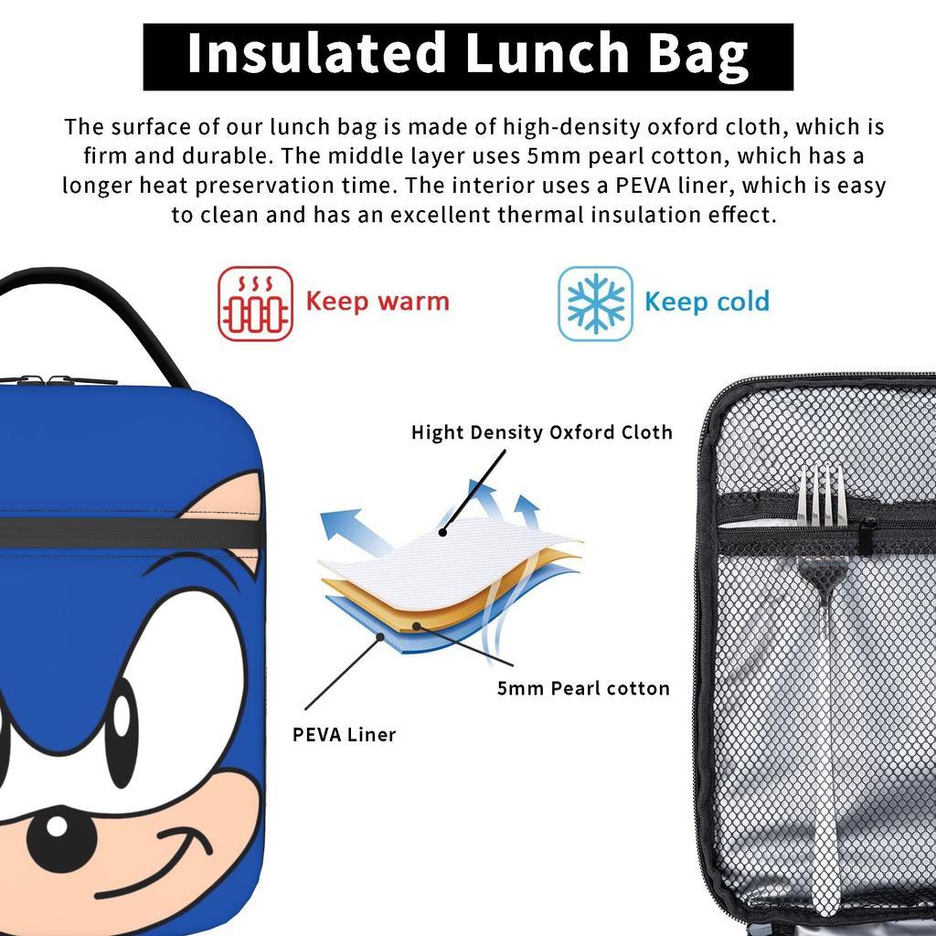 Insulated Lunch Bag Sonices Face Accessories  Lunch Container INS Trendy Thermal Cooler Bento Box For School