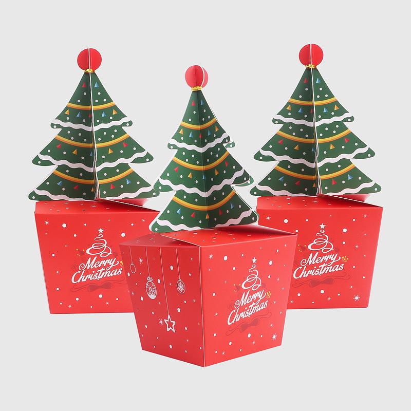 WTEMPO Xmas Christmas Tree Gift Boxes Festive Mini Presents Packaging Boxes DIY Foldable Empty Paper Boxes Perfect for Party Celebrations Decorations