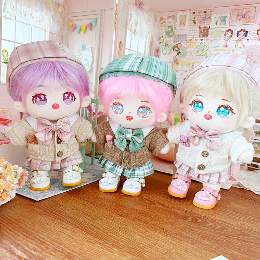 niannyyhouse 20cm Plush Clothes Button Wombat Coat Doll Clothes Dress Up (dark brown)
