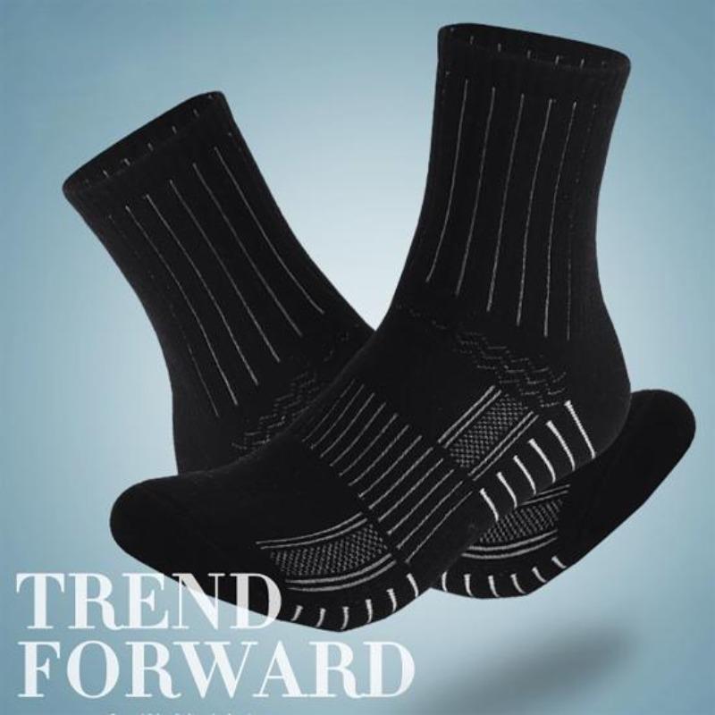 1/3 Pairs Mens Moisture Wicking Outdoor Hiking Work Wool Socks Compression Cushion Crew Socks Leisure Men Black  Grey Socks