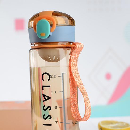 400ml/ 500ml Water Bottle Food Grade Large Capacity Bounce Cover Leak-proof PC Summer Simple Tea Leak Bottle Daily Use