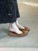 French Flat-soled Ballet Shoes Commuter Single Shoes Women's Shoes 2025 Spring and Autumn Retro Suede Bow Evening Shoes