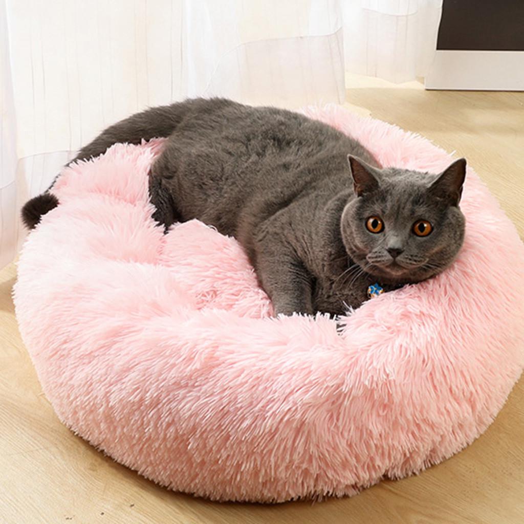 Dog Round Cat Winter Warm Sleeping Bag Long Plush Soft Pet Bed Calming Bed
