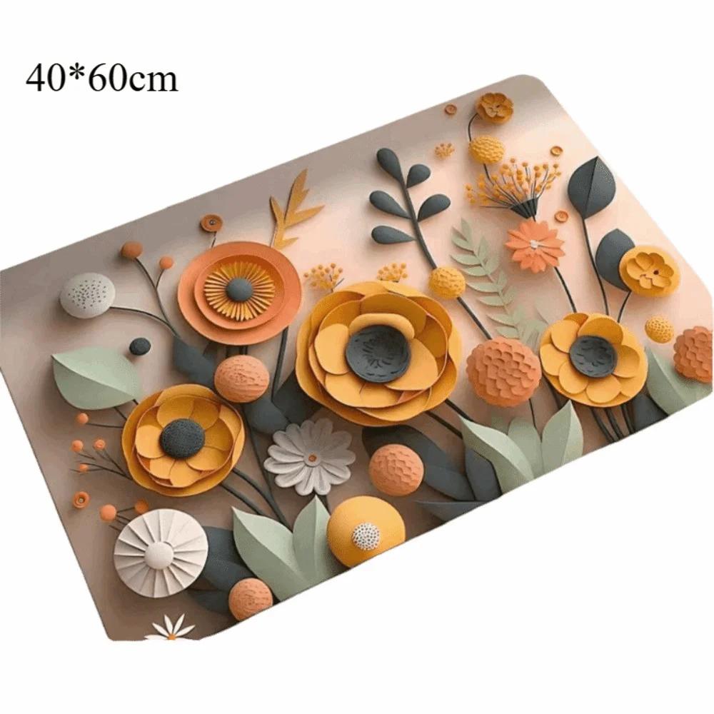 Durable 3D Bath Mat Diatomaceous Earth Absorbent Shower Doormat Anti Slip Oil Painting Bathroom Floor Mat Door