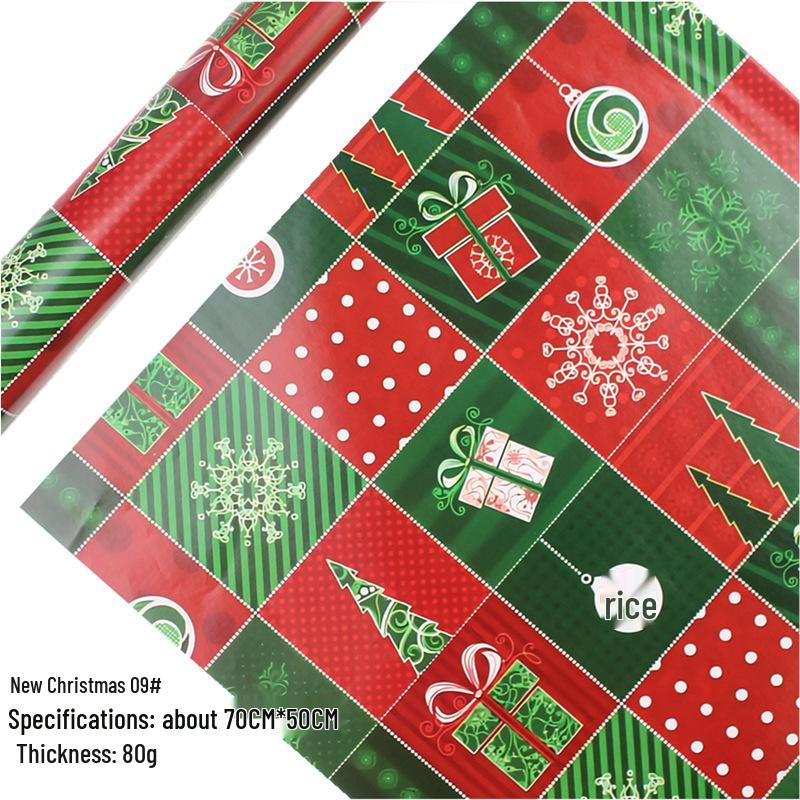 Feestelijk Cadeaupapier Set: Cartoon Kerst & Nieuwjaar Ontwerp met Tissuepapier