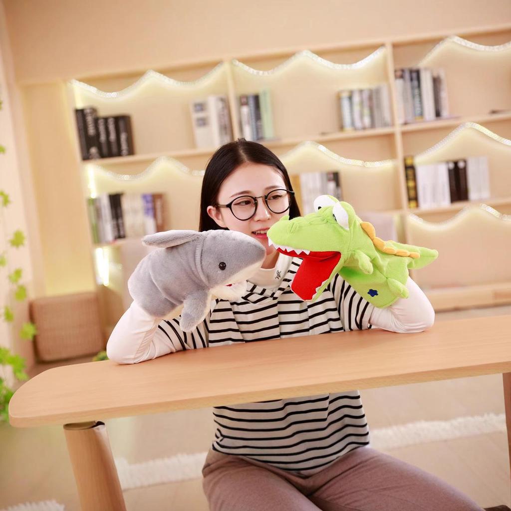 Plush Shark Hand Puppet Toy - Movable Mouth for Infants and Babies