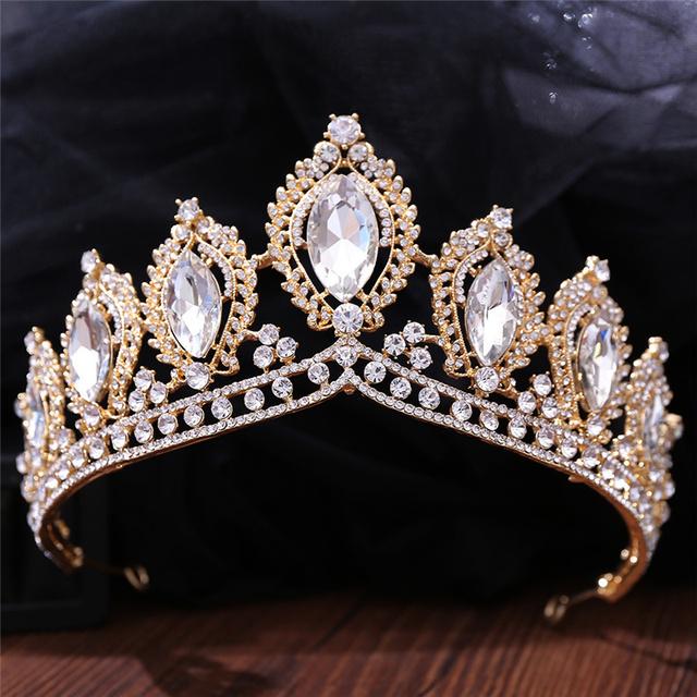 Baroque Vintage Crystal Tiaras Wedding Crown Bride Headdress Royal Queen Bridal Diadem Pageant Wedding Crown Hair Jewelry