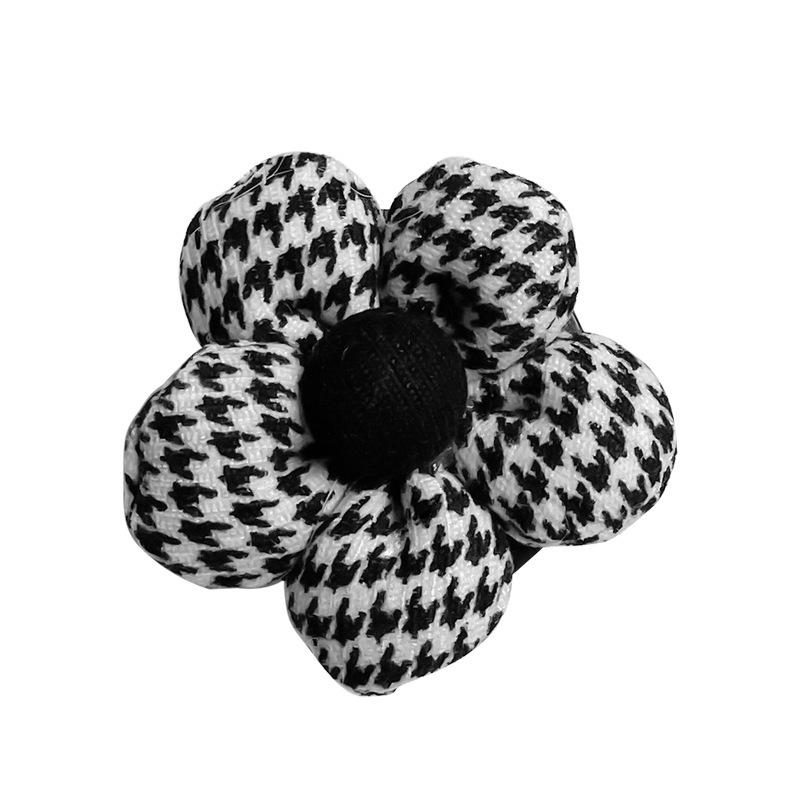 Mobile Phone Case Retractable Airbag Bracket Desktop Light Luxury Fabric Diamond Black And White Grid Flower Lazy Air Cushion Ring Buckle Female