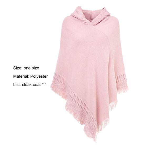 Women Cape Coat Solid Color Tassels Shawl Wrap Sweater Bohemian Style Spring Shawl Coat for Dating