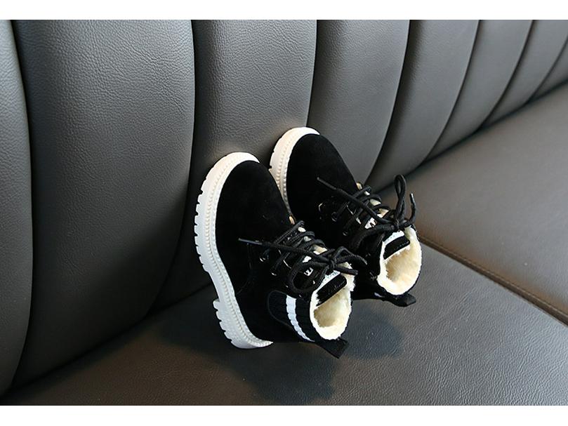 Kinder Koreanische Mode Leder Schneestiefel - Martin-Stil mit Samtfutter