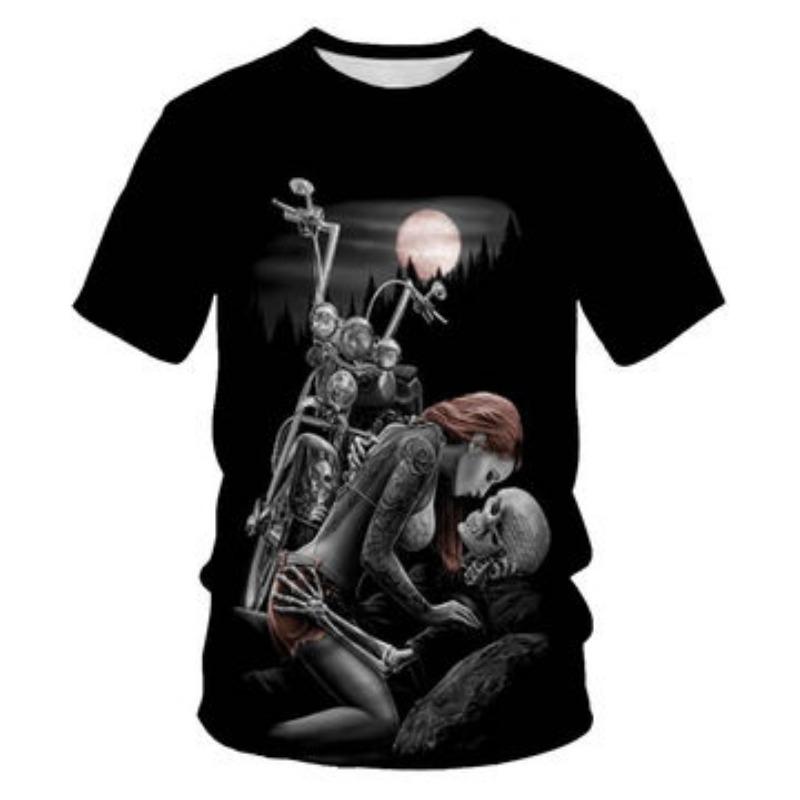 Popular Men's New Living Dead 3 D Printing Rock Round Collar Short Sleeve T-shirt Fashion Leisure T-shirt of Heavy Metals