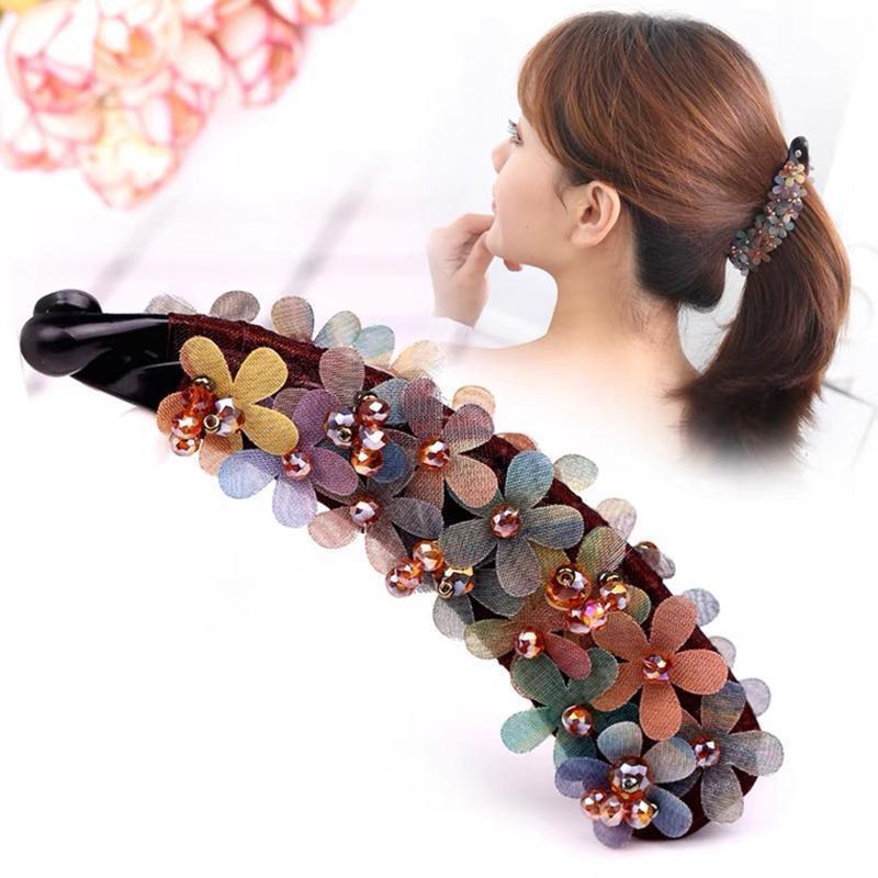 New Juan yarn flower hair clip Korean banana clip crushed ponytail clip coiled hair twist clip headdress YSL
