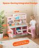 Kitchen Playset Kids Pretend Cooking Play Toy 24 Piece Accessories Pink