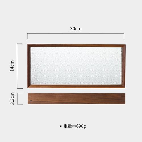 Rechteckiges Holztablett im japanischen Stil, Leichter Luxus Glas Heimdekoration Aufbewahrung Wohnzimmer Couchtisch Tablett
