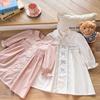 Spring Girls Dress With Heavy Embroidery Bow Smocked Long Sleeves Elegant Princess Children Clothing