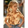 Girls Abstract Tie Dye Swirl Graphic Crew Neck Short Sleeve Tee Lightweight Breathable Outdoor Travel Daily Casual Summer Top