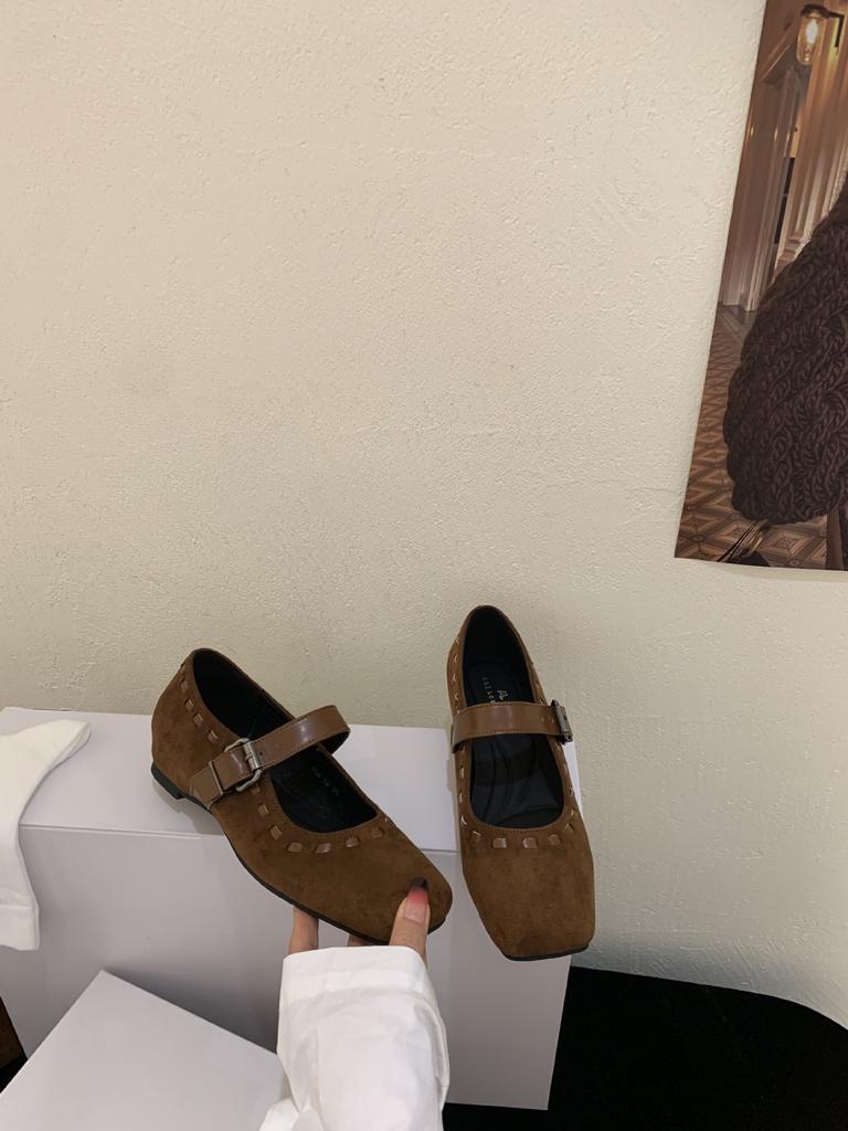 French retro Mary Jane shoes women's autumn models with flat bottom woven square head single shoes inner height increase with skirt women's shoes