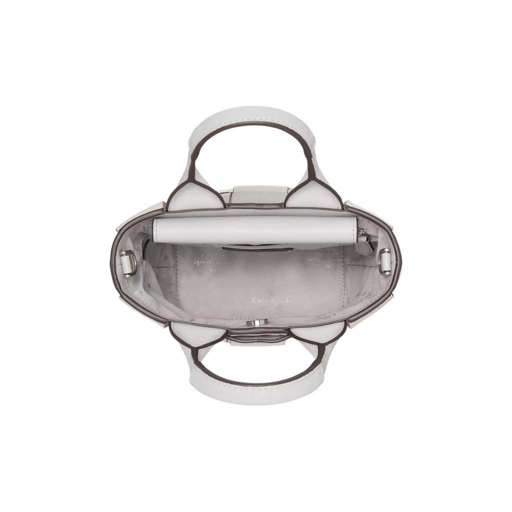 kate spade Basket Logo Magnetic Snap Closure Grain Leather Tote Bag Shopping Tote Shoulder Bag Mini Women's Platinum Gray