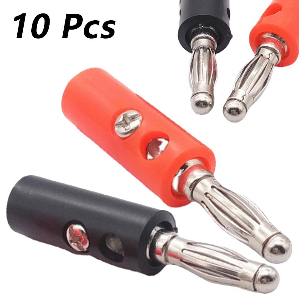 Convenient Red and Black 4mm Banana Plugs for Speaker Equipment (10pcs)