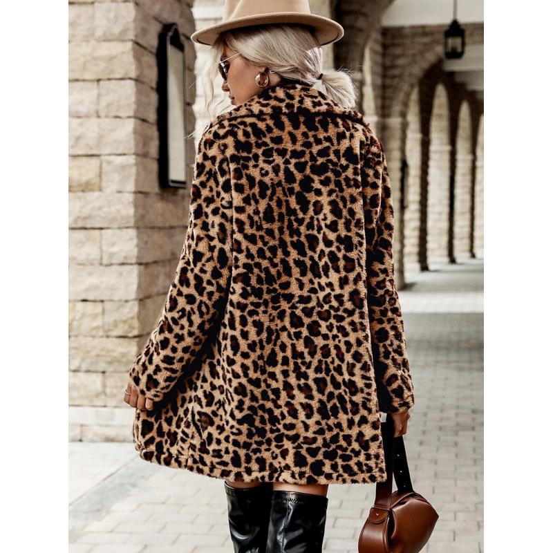 2025 Winter Leopard Print Long Sleeve Coat