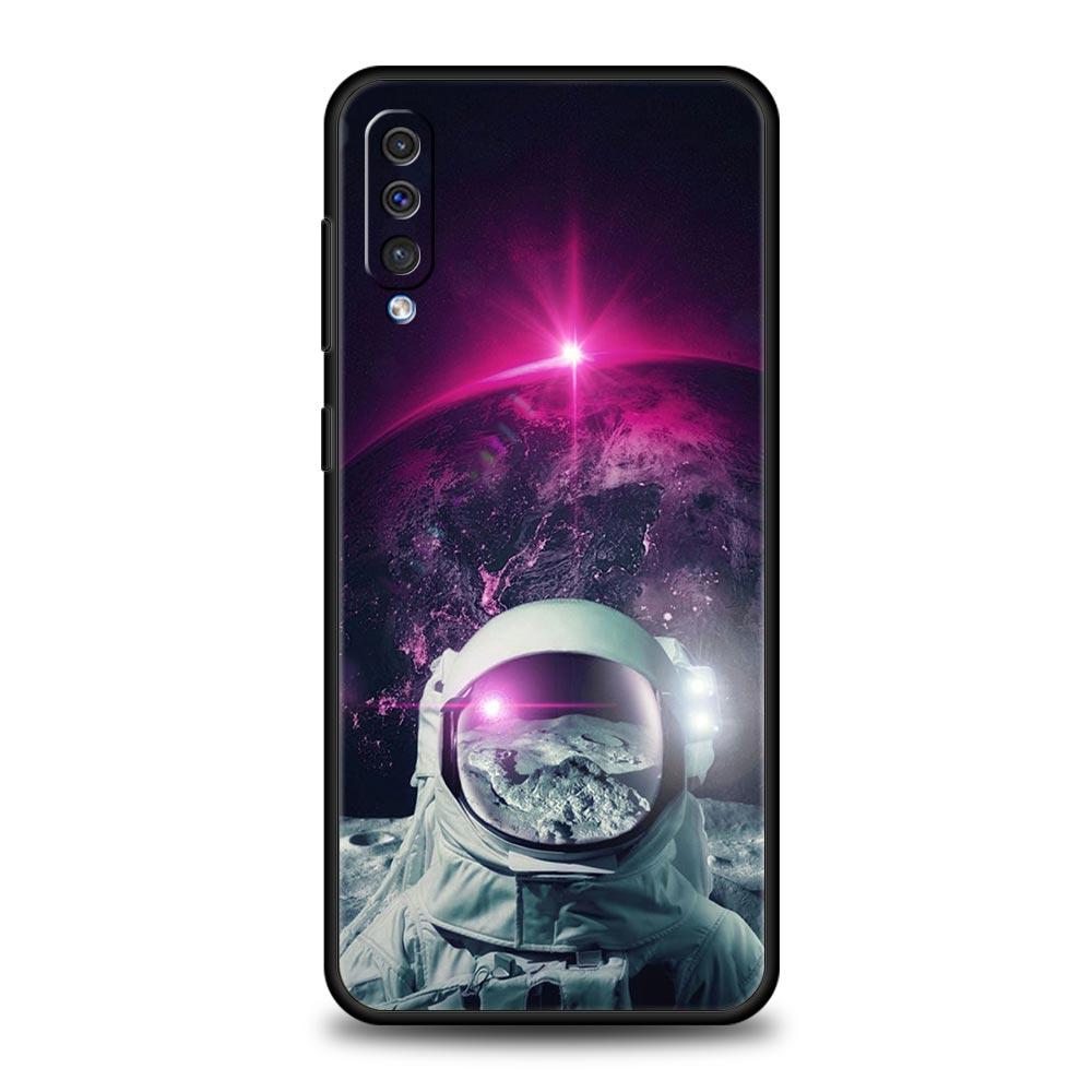 Cute Astronaut Moon Phone Case For Samsung Galaxy A12 A32 A50 A70 A20E A20S A10 A10S A22 A30 A40 A42 A52 5G A02S A04s Soft Cover