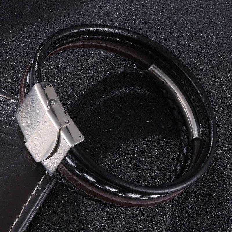 Trendy Leather Bracelet For Men Punk Rock Jewelry Gift Male Wrist Bracelet Jewelry