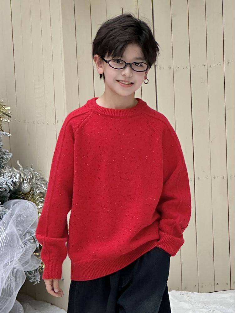 Boys' Non-Pilling Warm Knit Sweater, Korean Style, Long-Sleeved, Autumn/Winter 2025