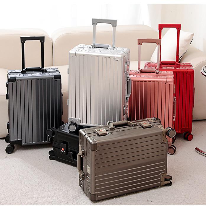 Aluminum-Magnesium Alloy Suitcase: 20-Inch Trolley & 24-Inch Travel Luggage with Password Lock