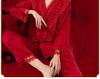 Year of the Ox Women's Red Pajamas with Built-in Bra - V-neck, Soft, Skin-Friendly, Sexy Loungewear - Perfect Gift for Best Friend