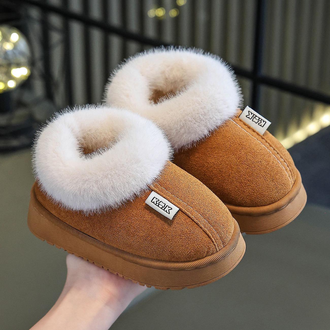 

Boys Girls Winter Warm Shoes Kids Cotton Slippers Soft Plush Outdoor Snow Boots Flat Bottom Anti Slip Comfortable Children Shoes 36-37