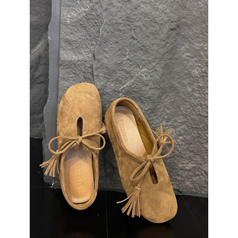 

Ретро замшевые регулируемый бант квадратный носок мягкая подошва Mori серия с юбкой нишевые Mary Jane женские туфли на плоской подошве 39 верблюд