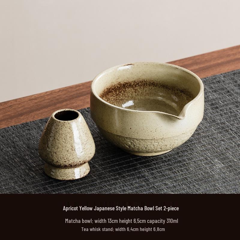 Handmade Japanese Antique Dotting Pottery Matcha Bowl with Spout, Retro Song Dynasty Style