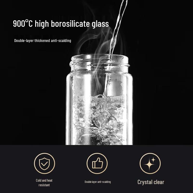 Temake Double Wall Glass Tea Infuser Bottle