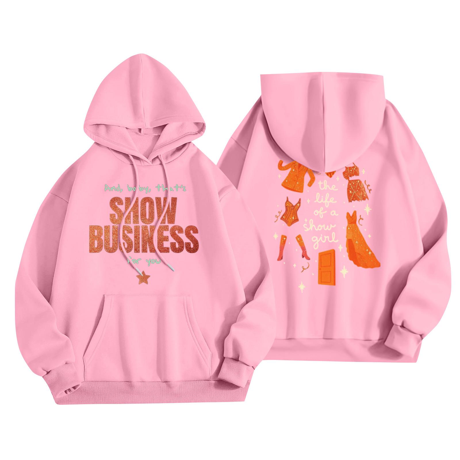 

Женский модный легкий пуловер с длинным рукавом и карманами, худи с принтом XL розовый