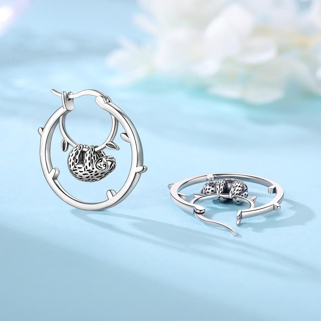 S925 Silver Simple Colored Stone Hoop Earrings For Women Fashion Versatile Jewelry Accessories