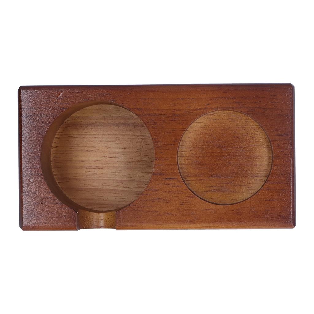2 Hole Coffee Tamper Holder Beech Coffee Handle Mat Pad Stand for Home Restaurant(BuiltIn )