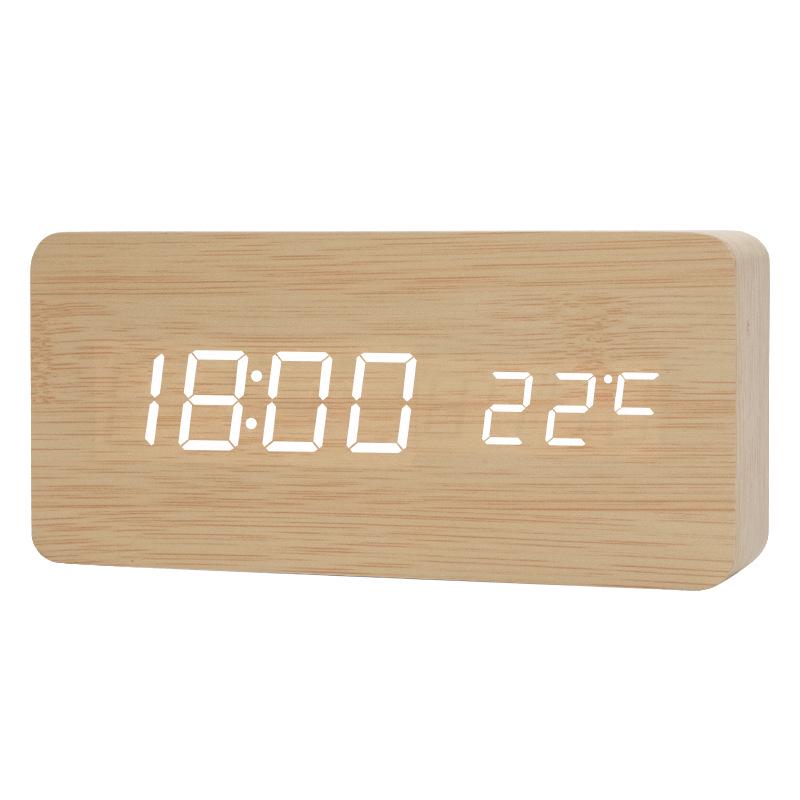 Silent LED Retro Wooden Alarm Clock - Creative and Luminous for Bedroom or Living Room