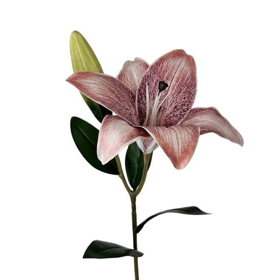 

20inch Artificial Lily Flower Fake Real Touch Lily with 2 Heads Blooms 2 Buds for Home Office Decor Wedding Party Spring Table Centerpiece