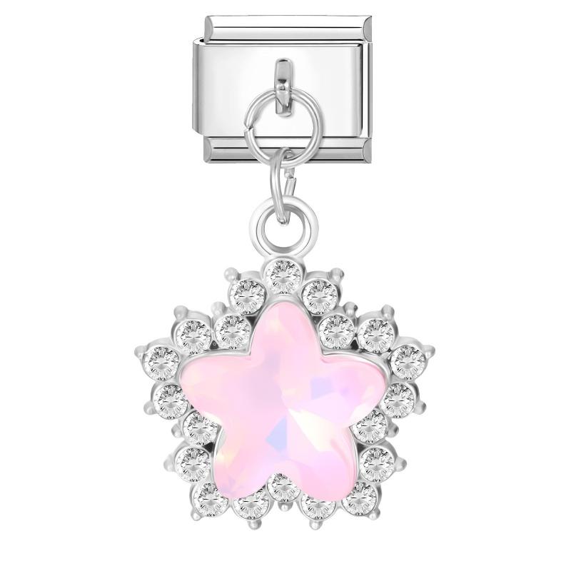 Women Fashion Zircon Star Butterfly Golden Heart Tassel Chain Italian Charms Fit 9mm Stainless Steel Bracelet DIY Jewelry Gift