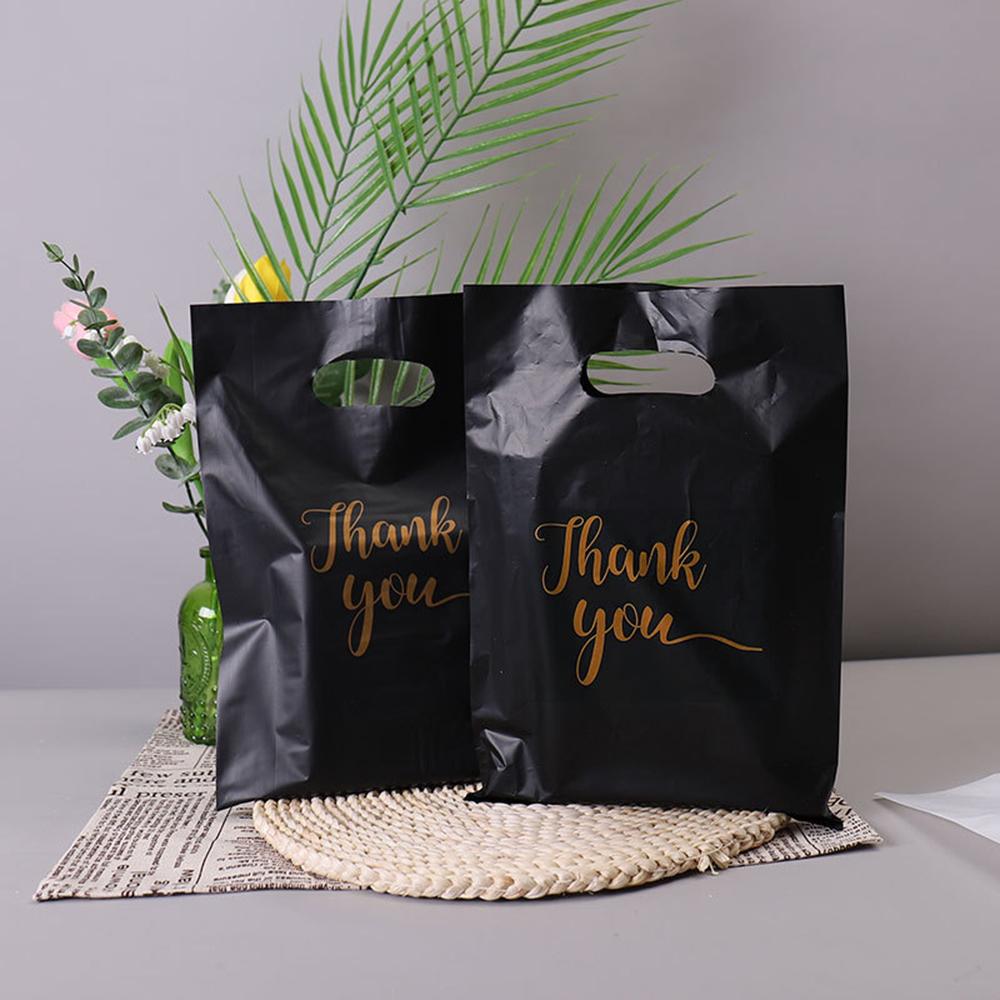 Thank You Gift Bag Plastic Black White Pink Candy Cookie Packing Bag for Wedding Birthday Thanksgiving Party Decoration Supplies