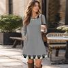 Women's Fashion Vertical Striped Knit Long Sleeve Dress for Casual Everyday Wear