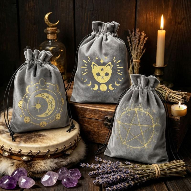 Divinations Tarots Card Dices Bag Small Wedding Bag Table Oracles Cards Game Bag Jewelry Storage Drawstring Tarots Bag